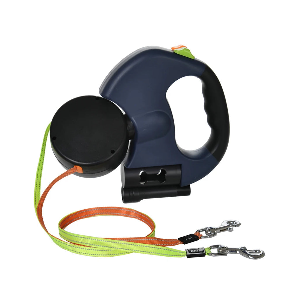 FLEXI-DOUBLE™ - Laisse double anti-enchevêtrement - Panier Pratique