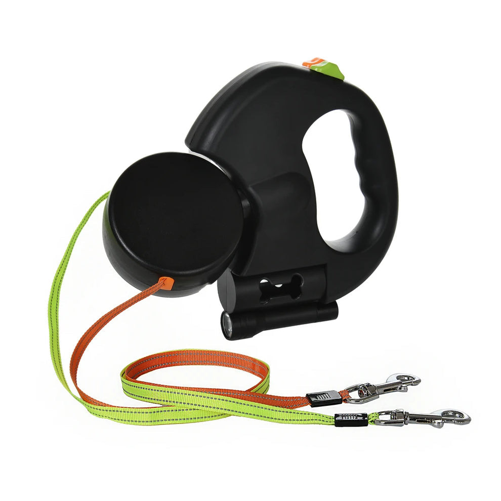 FLEXI-DOUBLE™ - Laisse double anti-enchevêtrement - Panier Pratique