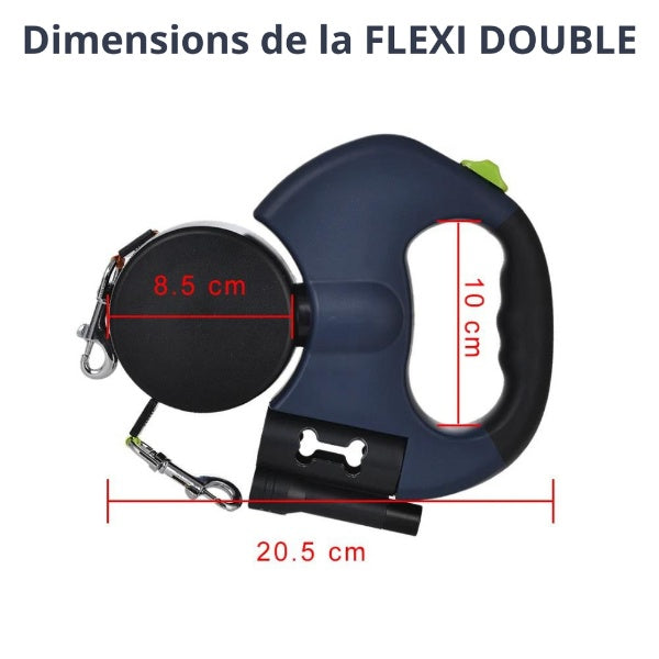 FLEXI-DOUBLE™ - Laisse double anti-enchevêtrement - Panier Pratique