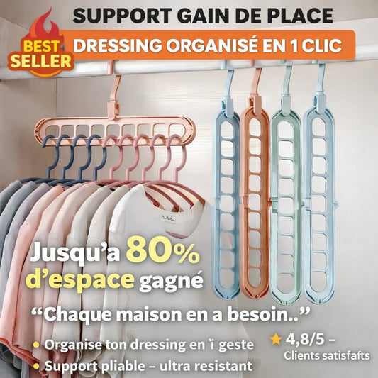 Support Rangement Gain de Place (×9 Vêtements)