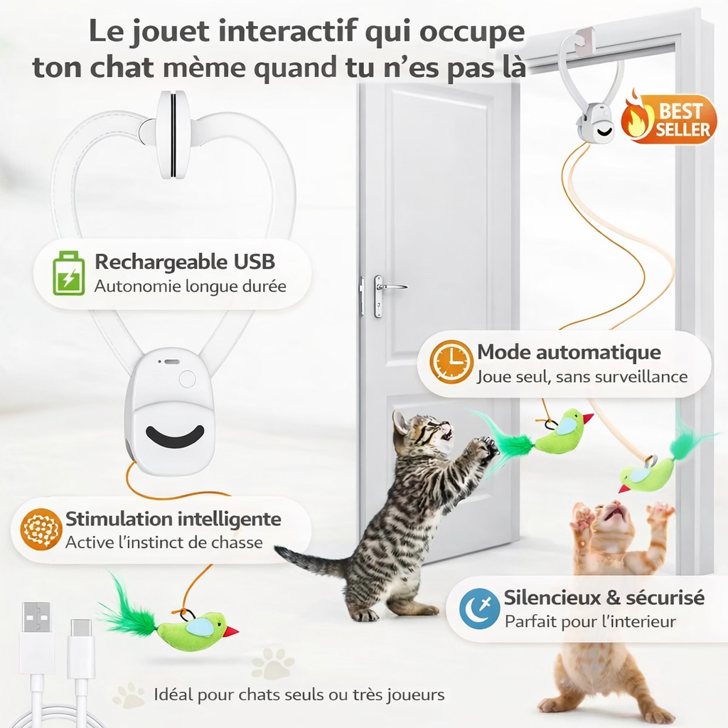 Jouet Intelligent pour Chat – Stimulation & Jeu Automatique