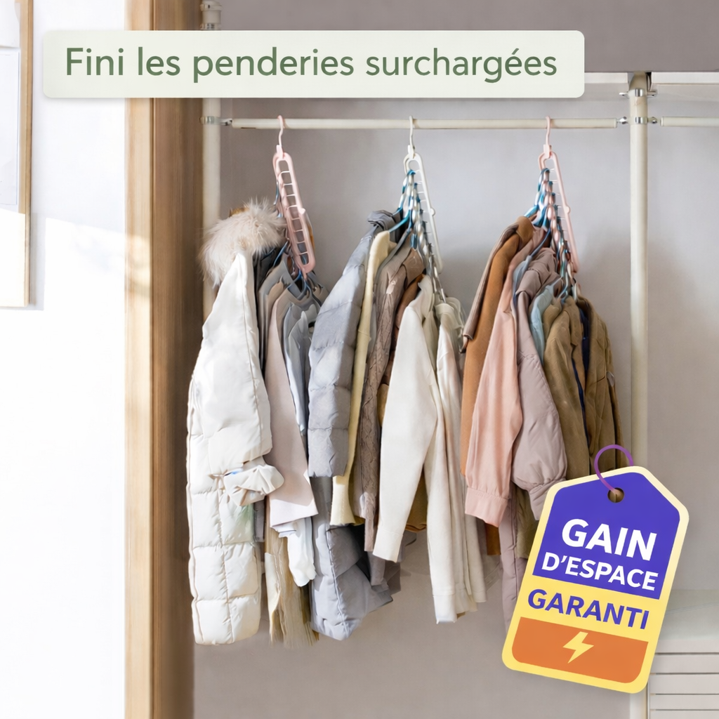 Support Rangement Gain de Place (×9 Vêtements)